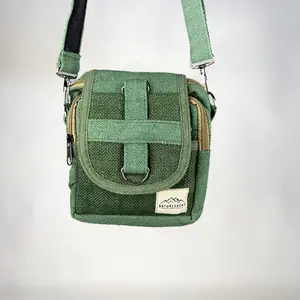 Naturesack Green Hemp Crossbody Satchel with Adjustable Strap and Belt Loop
