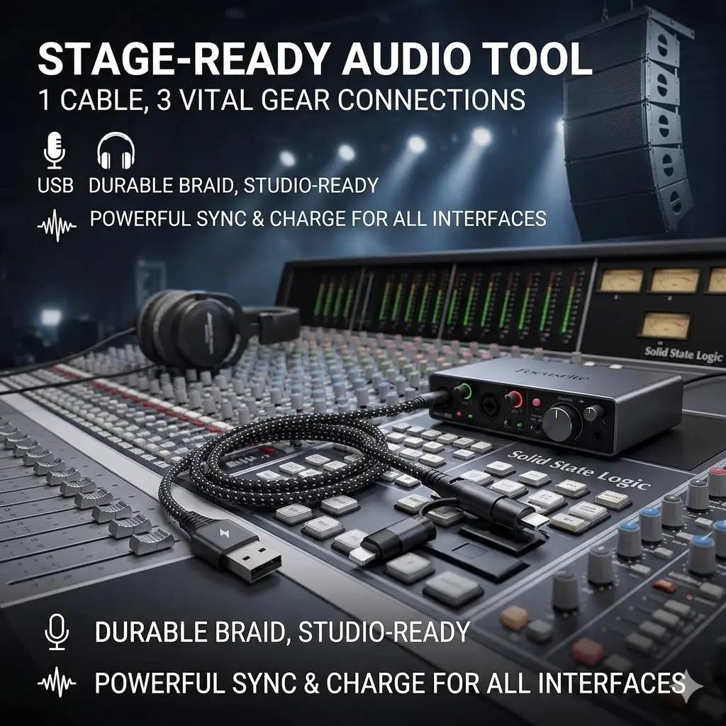 3 in 1 Universal sound card OTG live broadcast cable suitable for Apple Android typec one to two digital audio adapter cable