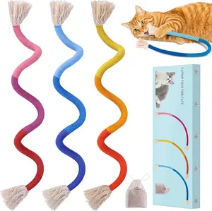 Retro  Cat Toys Chew Ropes with Refillable Natural Catnip for Indoor Cats Safe Teeth Cleaning Interactive Kitten Nip Kitty Kicker Toy for All Breeds 23.6 Inches