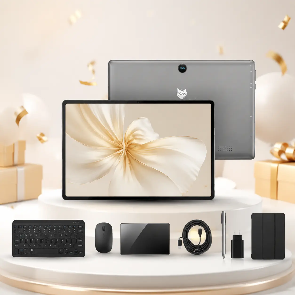 【SUMMER LIMITED】2026 10.1" IPS Android 15 Tablet | 16GB RAM+64GB ROM+1TB max | WiFi6+BT5.0 | 6000mAh | Full Bundle: Keyboard,Case,Stylus,Screen Protector,Mouse,Type-C,Adapter | Mother's Day Gift tiktokshopbacktoschool