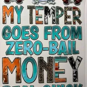 My temper goes from zero to bail money real quick A5 book cover decal