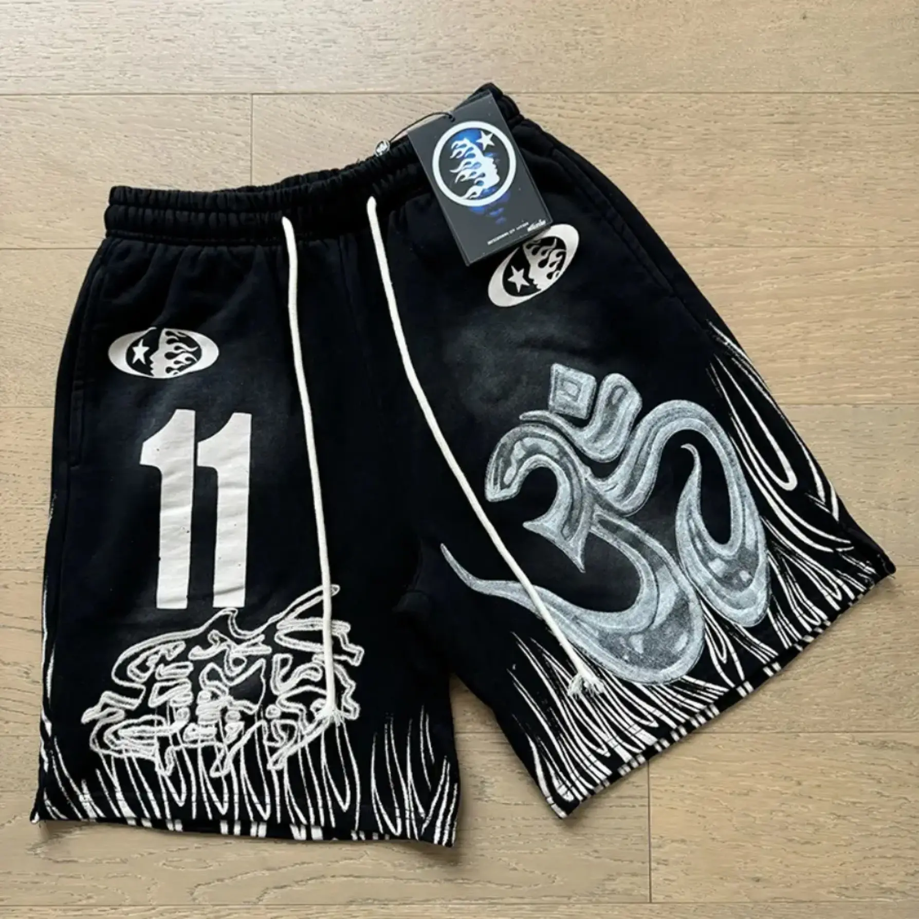 HELLSTAR Summer Washed Cotton Athletic Shorts Men Loose Baggy Star Letter Print Y2K Hip Hop Vintage Gym Fitness Basketball Running Streetwear Shorts Casual Soft Lightweight Bottoms