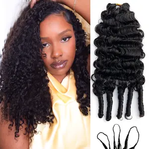 Crochet Hair Water Curly Human Hair Extensions Knotless Pre-Separated Crochet Human Hair Reusable Curly Feather Hair Natural Color