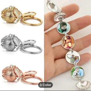 Folding photo frame key chain commemorative jewelry