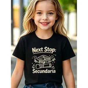 Kids "Next Stop Secundaria" Vintage Bus & Diploma T-Shirt, Graduation Tee for Kids