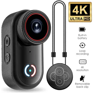 4K Mini Action Camera, Small Body Camera with Spring Clip, Portable Vlogging, Hands-Free POV Recording, Helmet Cam for Cycling,IP65 Waterproof,1.47" Screen, Wearable Sport DV,Birthday Gift
