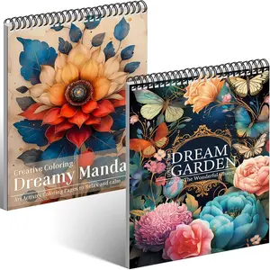 2Pcs Coloring Books for Adults Relaxation Coloring Book for Women Spiral Bound Printed On One Side, Adult Coloring Book for Women with 48 Patterns, Anxiety Relief Gifts(Mandala & Dream Garden)