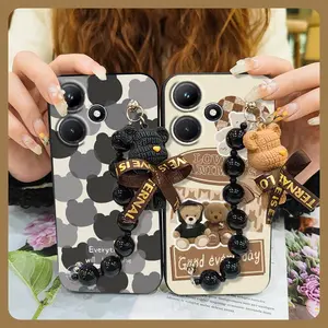 Waterproof Skin-friendly feel Phone Case For infinix X6831/Hot30 4G soft case Back Cover Simplicity Dirt-resistant cute Bear bracelet protective case silicone Anti-knock