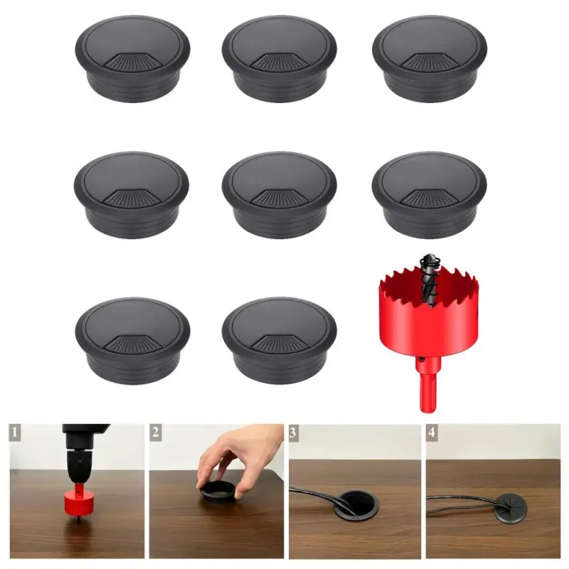 8PCS Desk Grommet, Desk Grommet 2Inch(50mm) Desk Cable Grommet Cable Hole Covers with Hole Saw, Ideal Solution for Office and Home Table Cable
