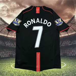 2007 2008 Away Retro Black No.7 Ronaldo Short Sleeved Soccer Jersey
