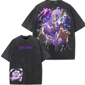 Jooy Boy Lufffy Awakening Mode Washed Tee, Sun God Nika Graphic Shirt For Anime Fans, Retro 90s Style, Pirate King Adventure | GN290126.R0459.ID01