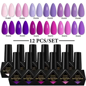 FourLily 10ml Gel Nail Polish Set, 12 Colors Pastel Gel Polish All Seasons Collection Popular Pink Purple Gel Nail Polish Kit Soak off UV Nail Lamp Nail Art Manicure Set for Nails Feet & Hands