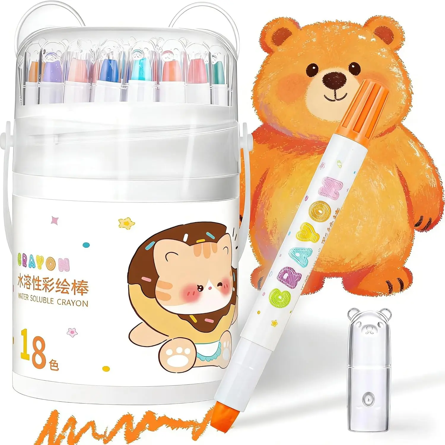 18 Color Silky Twistable Crayons for Young Artists, Washable Art Supplies, Multicultural Pastel Gel Crayons, Easy Grip Coloring Gift back school supplies