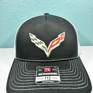 hat trucker premium Richardson Original 112 Adjustable with C7 Corvette Logo Black & White Stitching