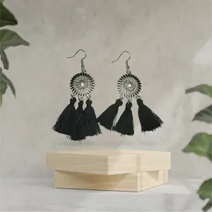 Tassel Earrings - Boho Hook Style, Silver Color, 1 Pack, Playful Movement, Comfortable for Extended Wear