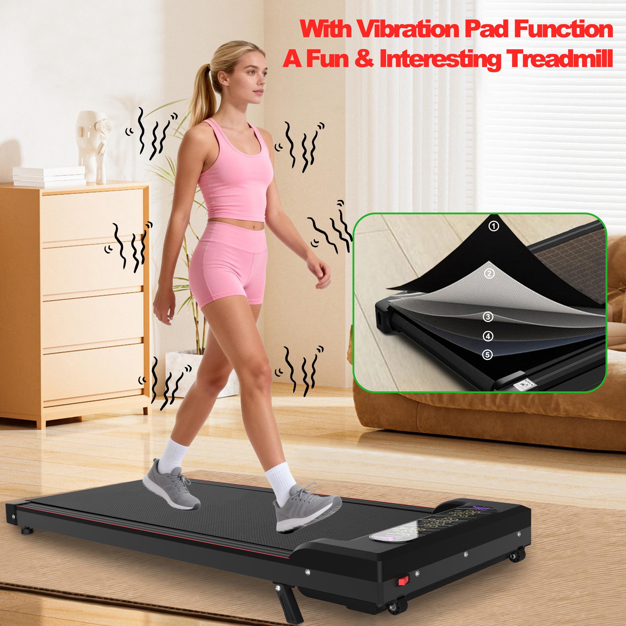 【KINMAC】Foldable Treadmill with Handle Bar & Incline 2 in 1 Upgrade Portable Under Desk Walking Pad Vibration Pad Remote Control for Home Office Small Spaces