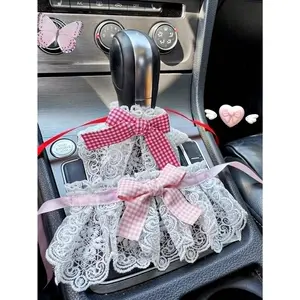 1 cute dress car shift knob cover, suitable for manual and automatic transmissions, decorative protective handle cover set