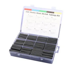 Heat Shrink Tube Kit, 3:1 Ratio Black Pre-Cut Polyolefin, 400pcs Heat-Resistant Tubing for Wire Wrapping, Electrical Connections