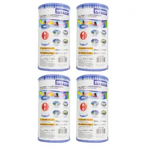 Intex Type A Easy Set Above Ground Pool Replacement Filter Cartridge, (4 Pack)