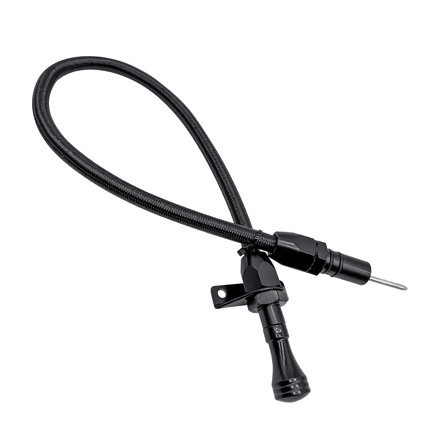 -TH350/TH400 Dipstick Turbo 350/400 Firewall Mounted Flex Transmission Oil Dipstick Compatible with GM/Chevy (Black)