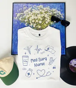 Med Surg Nurse T-Shirt, Nurse Doodle Shirt, Medical Surgical RN Gift, Hospital Graphic Tee, Relaxed Fit Shirt Soft Top
