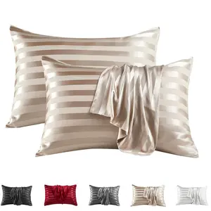 Solid Color Satin Pillowcase, 2 Counts Modern Simple Pillowcase without Filler, Soft Comfortable Pillow Cover for Home Bedroom Dormitory Hotel