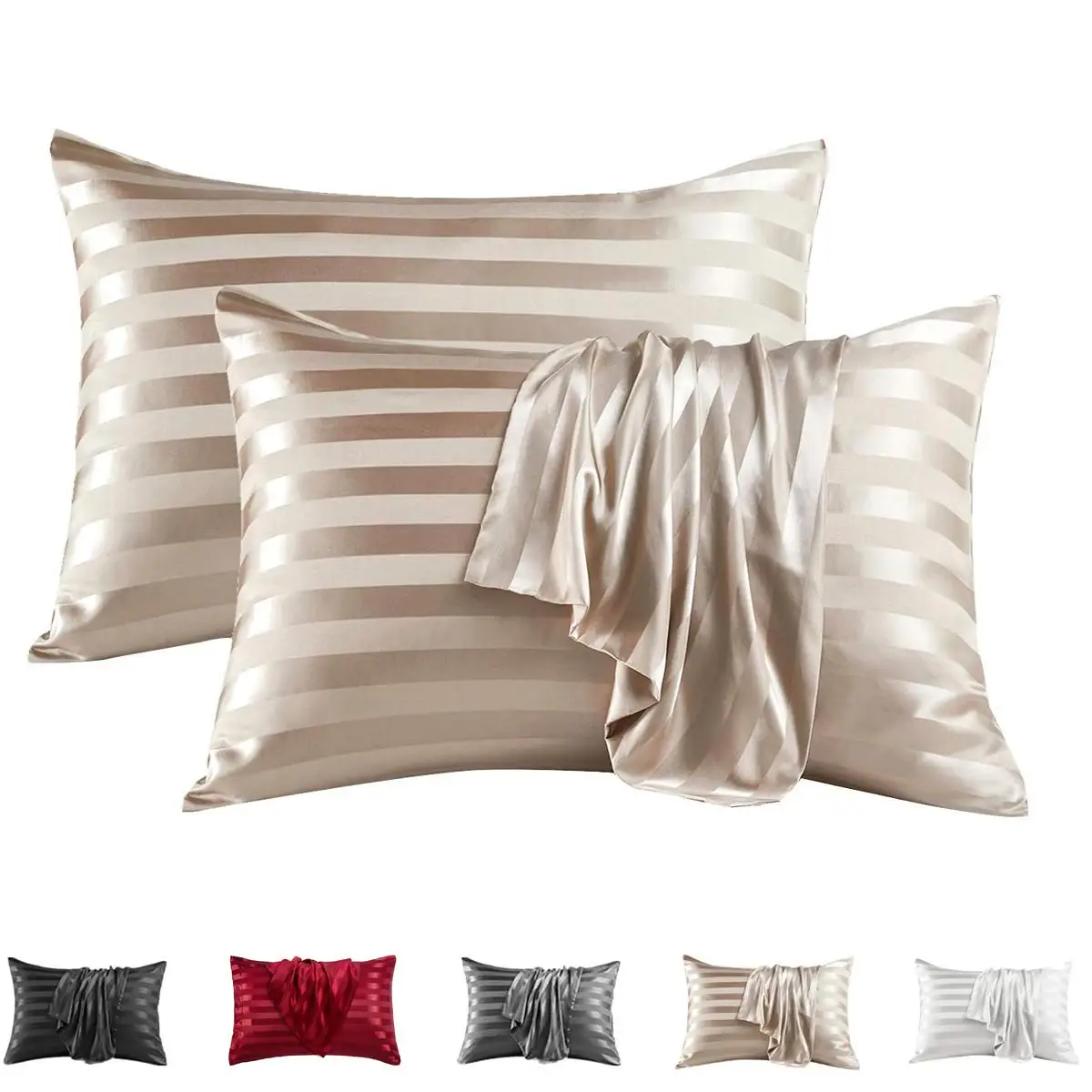 Solid Color Satin Pillowcase, 2 Counts Modern Simple Pillowcase without Filler, Soft Comfortable Pillow Cover for Home Bedroom Dormitory Hotel