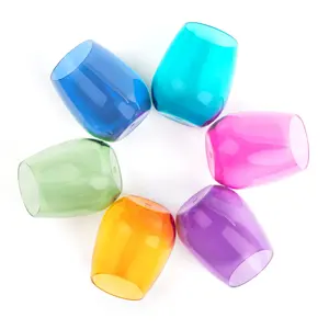 Pop Design-Colored Acrylic Wine Glasses JEWEL-Stemless-Set of Six-16oz