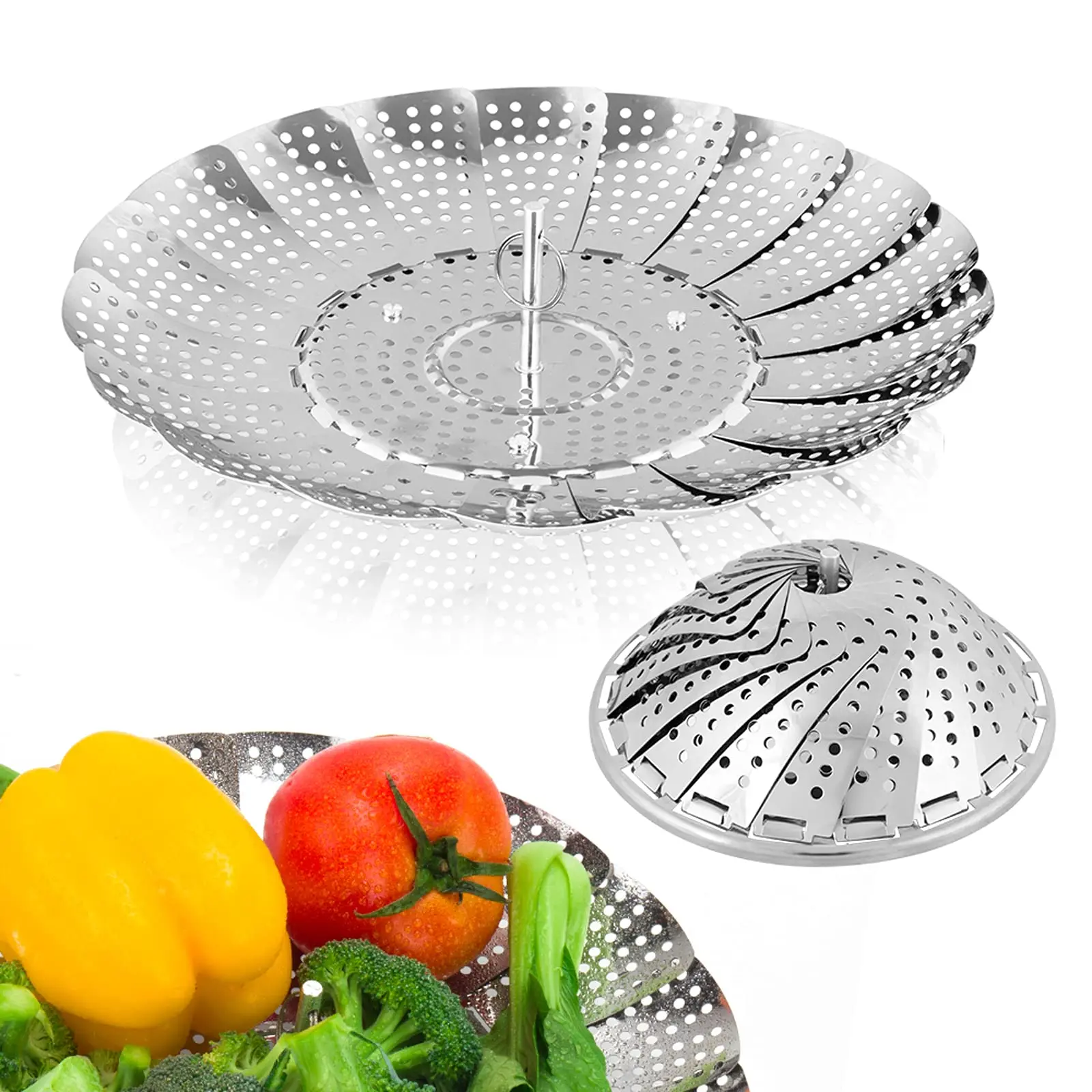 Stainless Steel Vegetable Steamer Basket, Cookware, Expandable & Foldable Vegetable Steamer Basket, Durable Rust-free Steam Basket for Healthy Cooking, Modern Kitchen Accessories, Veggie Steamer