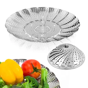 Stainless Steel Vegetable Steamer Basket, Expandable & Foldable Vegetable Steamer Basket, Durable Rust-free Steam Basket for Healthy Cooking