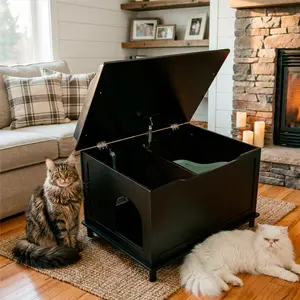 Cat Litter Box Enclosure in Black - Versatile Design for Cats and Small Animals, Ideal for Home and Outdoor Use