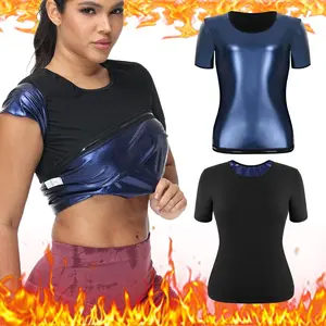 Women's Sauna Sweat Shirt Tummy Control Sauna Shirt Athletic Tee Compression T-Shirt Heat Trapping Sweat-Enhancing Workout Top Sauna Vest for Women