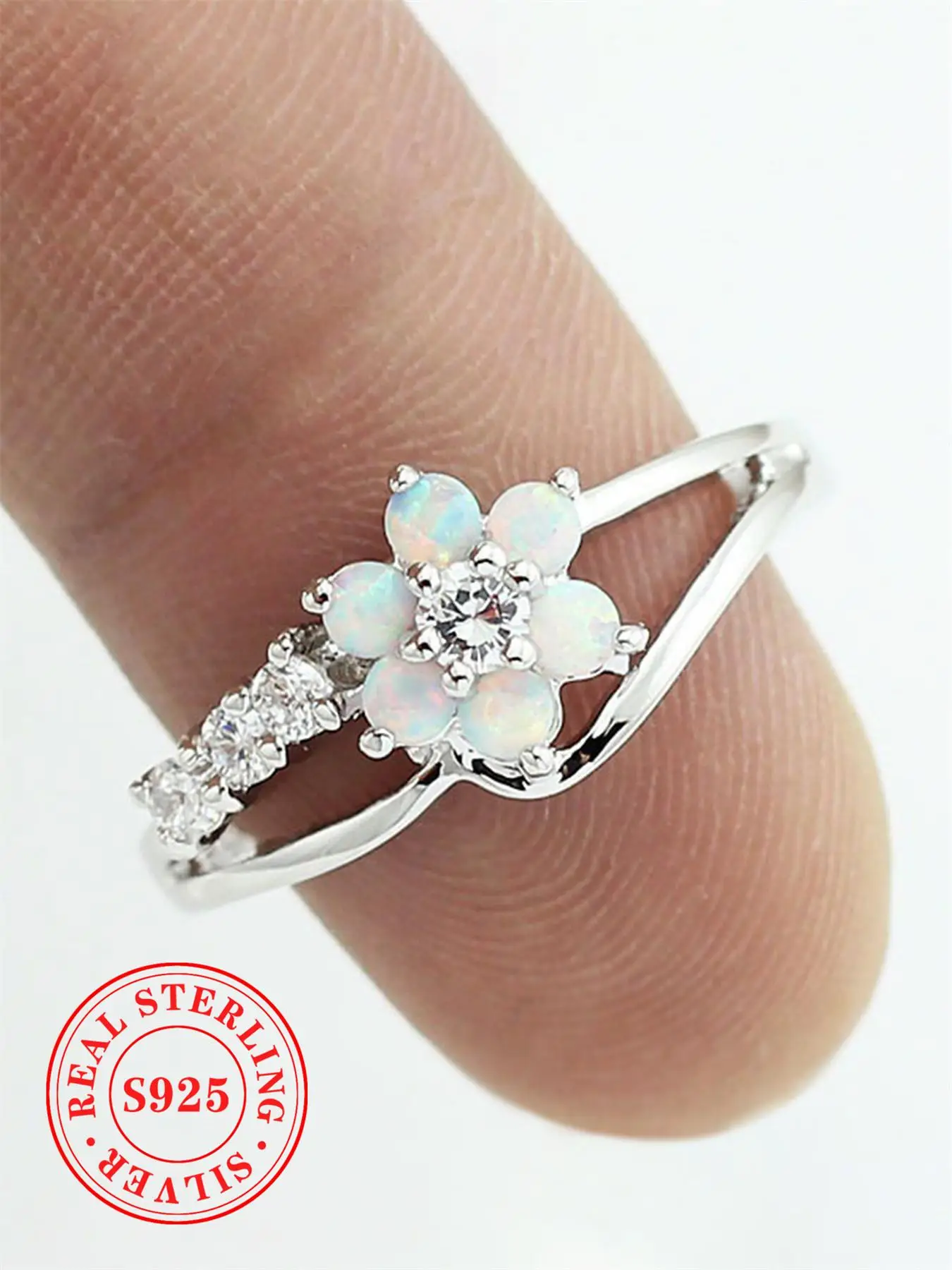 S925 Sterling Silver Flower Design Promise Ring, Fall New Elegant Exquisite Layered Engagement Ring for Women & Girls, Trendy Romantic Wedding Accesso