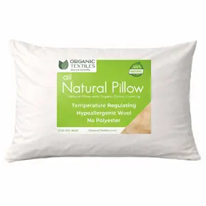 Australian Wool Filled Bed Pillow with GOTS Certified Cotton Cover for Side, Back or Stomach Sleeper