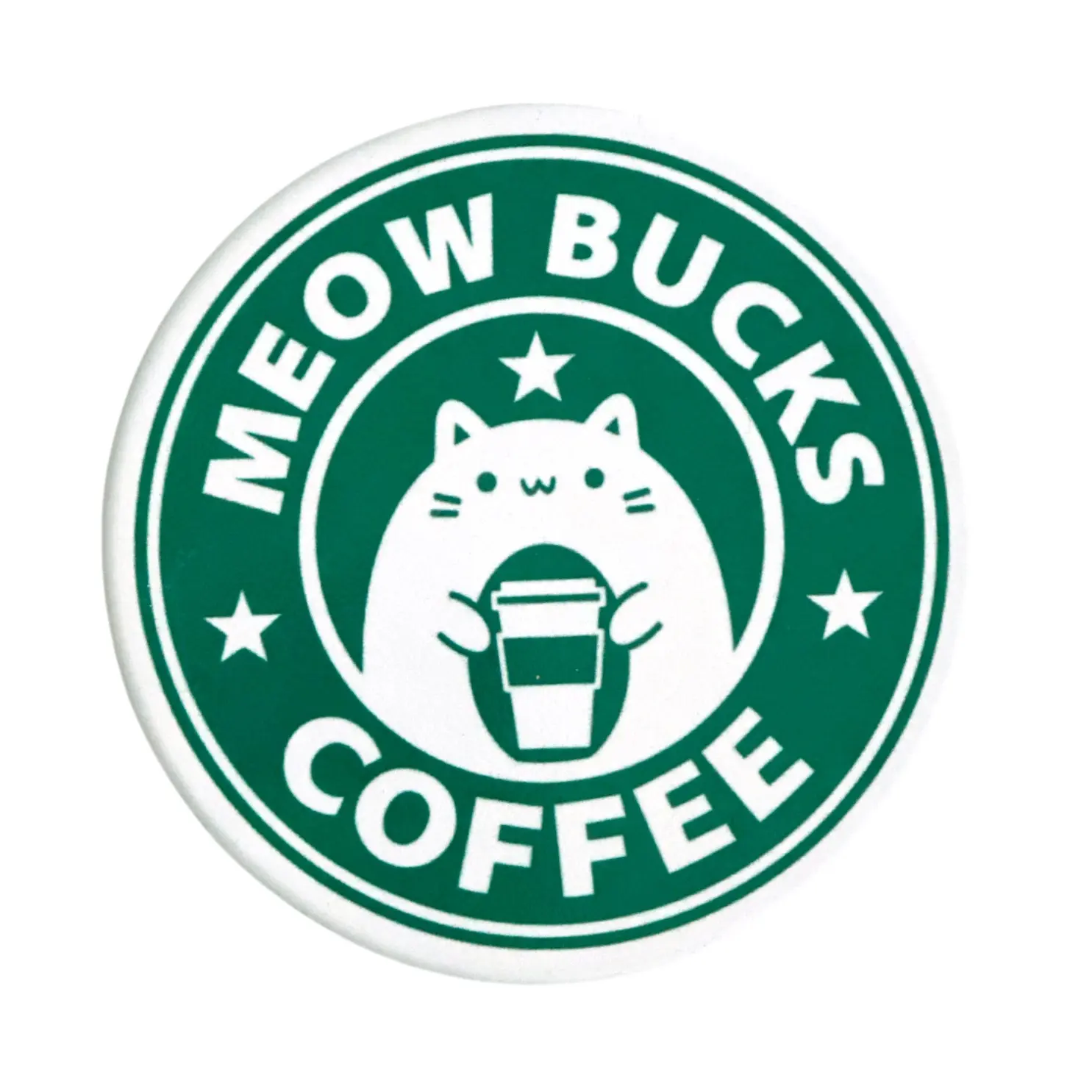 Meowbucks Coffee 4" Ceramic Coaster With Cork Backing Cat Coffee Sublimation Tableware