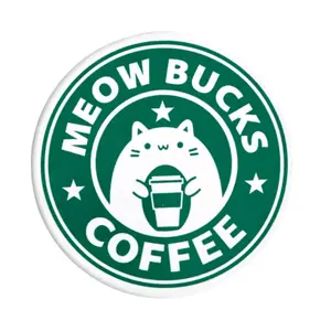 Meowbucks Coffee 4" Ceramic Coaster With Cork Backing Cat Coffee Sublimation Tableware