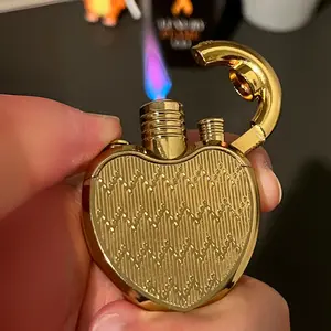Butane Kitchen Torch (Fuel not Included) Heart Lock Design, Windproof Torch, Adjustable Flame Size, Refillable, Torch for Cooking, Kitchen, Candles