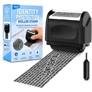 Identity Theft Protection Roller Stamp with Refill Ink Confidential Security Stamp for Blocking Personal Information, Addresses & ID Details, Privacy Protection Roller for Mail, Documents & Labels