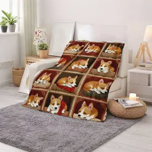 Cute Corgi Dog Pattern Blanket for Home and Outdoor Use  Soft Cozy Warm Throw for Pet Lovers and Dog Enthusiasts  Perfect Gift for Christmas Holidays  Thanksgiving  Birthday Presents  and Special Occasions for Animal and Puppy Fans in Cold Weather