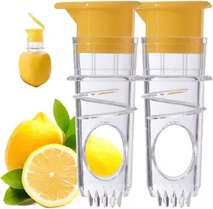 2pcs Lemon Mini Squeezer, Screw-Top Lemon Squeezer Manual Juice Extractor with Built-In Filter Orange Citrus Press, Squeeze Lime for Cocktails, Drinks Handheld Citrus Squeezer Duo