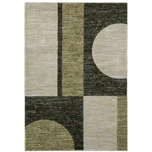 212 MAIN 9' x 12' Rectangle Blue Geometric Power Loom Stain Proof Rug, Colorful Blend, Fade Resistant, Multi-Color Household Area Rug