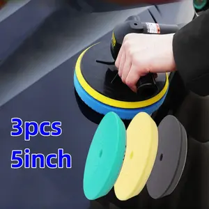 A set of 3 Buffing Polishing Pads Car Foam Drill Polishing Pad Kit Sponge Pads Buffer Polisher Kit Headlight Restoration Kit with Fleece Pads (Green/Yellow/Black) 5 inch - Home Improvement.