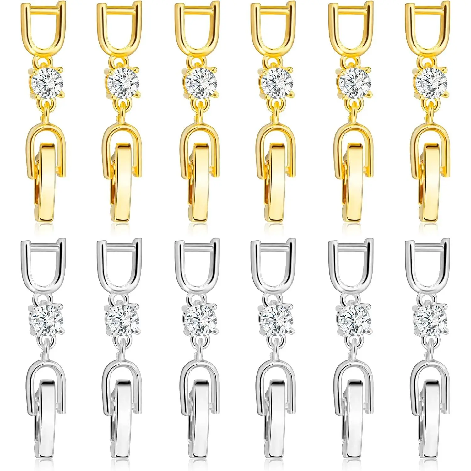 12 count Bracelet Extender Clasp Fold Over Necklace Extenders Bracelet Extension  Rhinestone Plated Extension Clasps for Making Necklace Anklets(, )