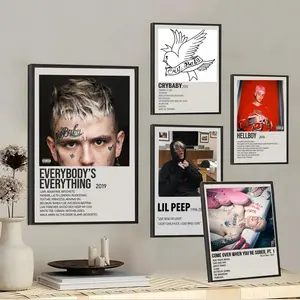 PIKPAKA Rapper L-Lil peep Album Cover Painting Calligraphy Premium Canvas Wall Art Poster | HD Gallery Print | Waterproof, Fade-Resistant, Scratch-Proof | Modern Living Room & Bedroom Decor | Ideal Gift for Any Occasion