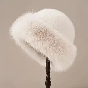 Thicken Plush Warm Fur Hat Fluffy Beanie Warm Thick Hat Mongolian Caps for Casual Trips Sports Skiing