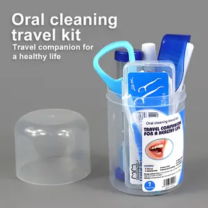 Cross- border Hot- Selling Orthodontic Care Kit in Stock for Wholesale: Toiletry Bag with Toothbrush, Dental Floss, and Interdental Brushes—Travel- Size Cleaning Set
