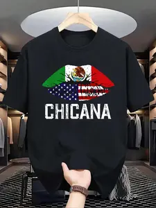 100% Cotton Chicana-Shirt Women Girls Kids Half American Half Mexican T-Shirt, Graphic Tees Men,Summer Tops