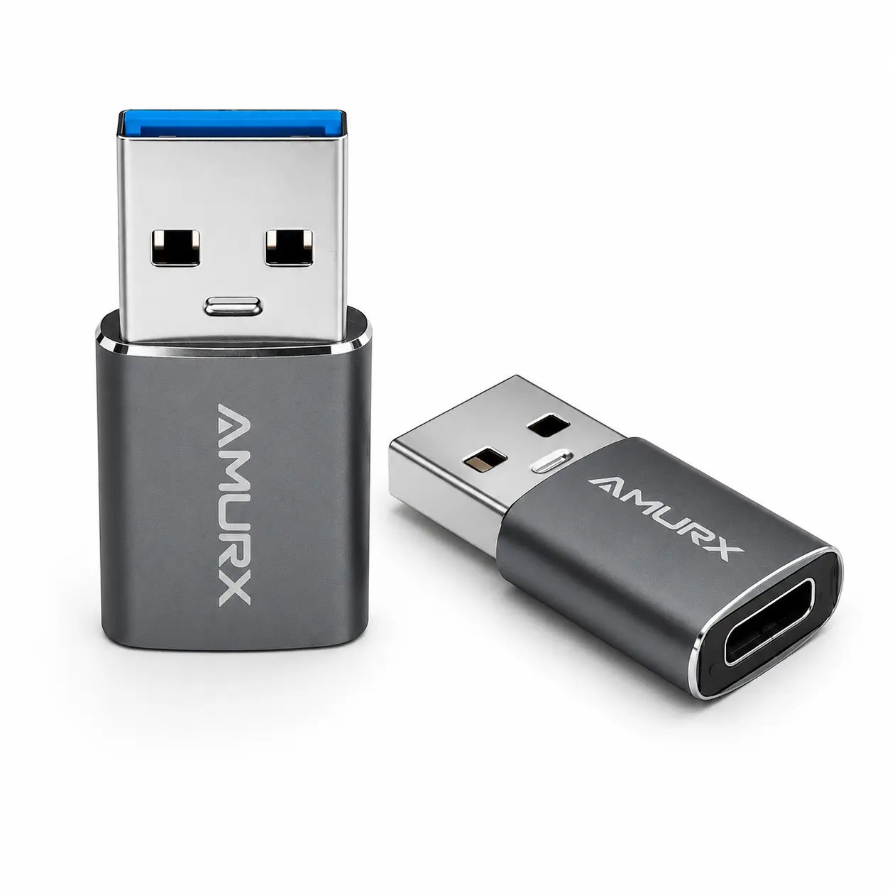 Amurx USB to USB-C Adapter 2 Pack, USB-C Female to USB-A Male OTG Adapter, USB 3.2, 480Mbps Data Sync & Charging for Apple, Samsung Galaxy, Google Pixel & USB-C Devices