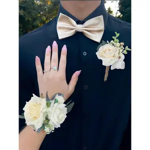 Rinlong Corsage and Boutonniere Set Cream White
