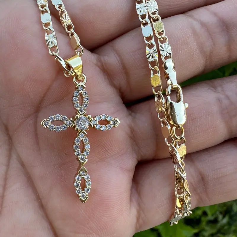 Cross Necklace with chain Anniversary Male Female Birthday Daily Engagement Auspicious